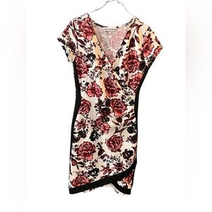 Almost Famous Asymmetrical Floral Dress - Black and Red